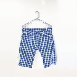 Levis 504 Blue Black White Plaid Shorts Size 30